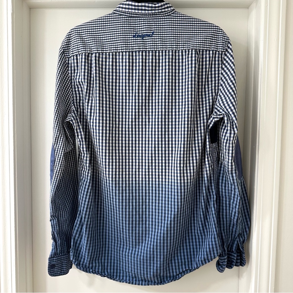 Desigual Men's Multicolor Patchwork Striped Gingham Button Down Shirt, Size M - Picture 9 of 10